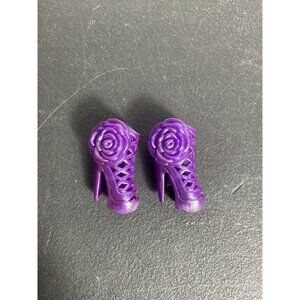 Barbie Purple High Heel Shoes With Rose Design